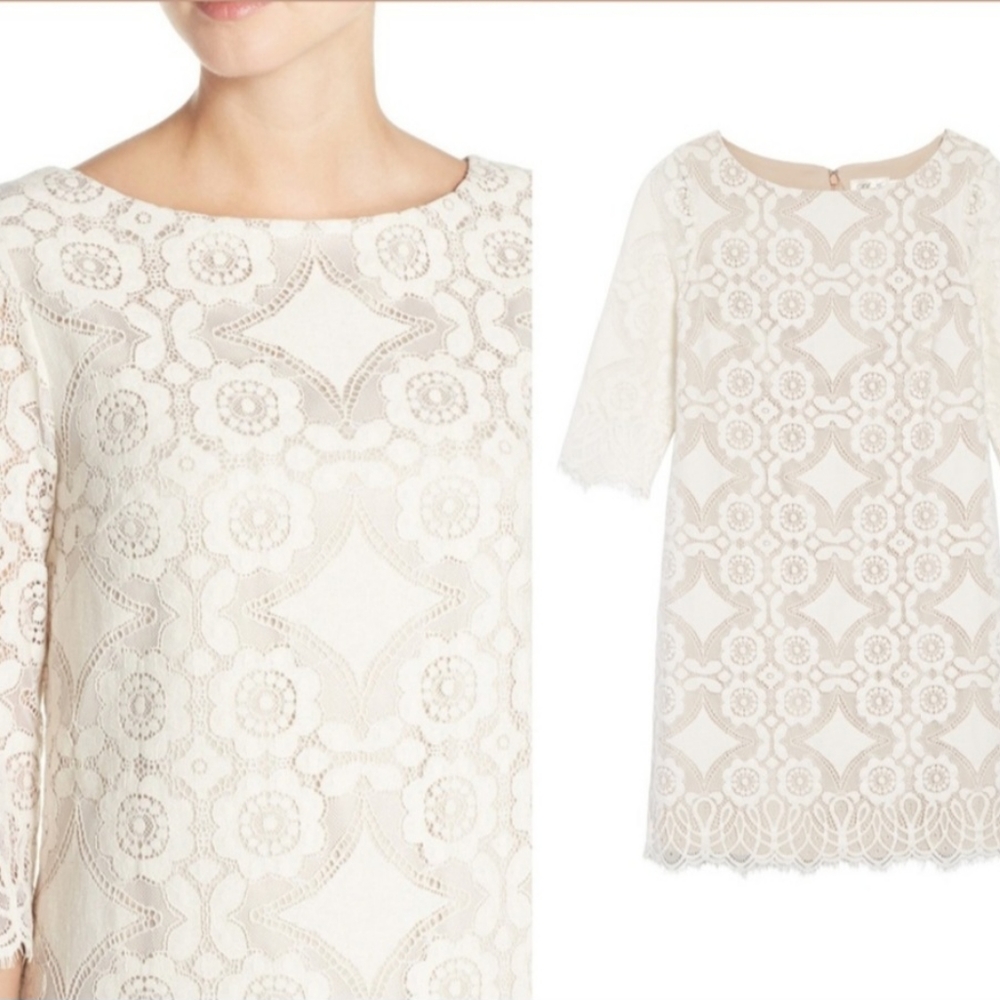 Eliza J Cream Lace overlay dress